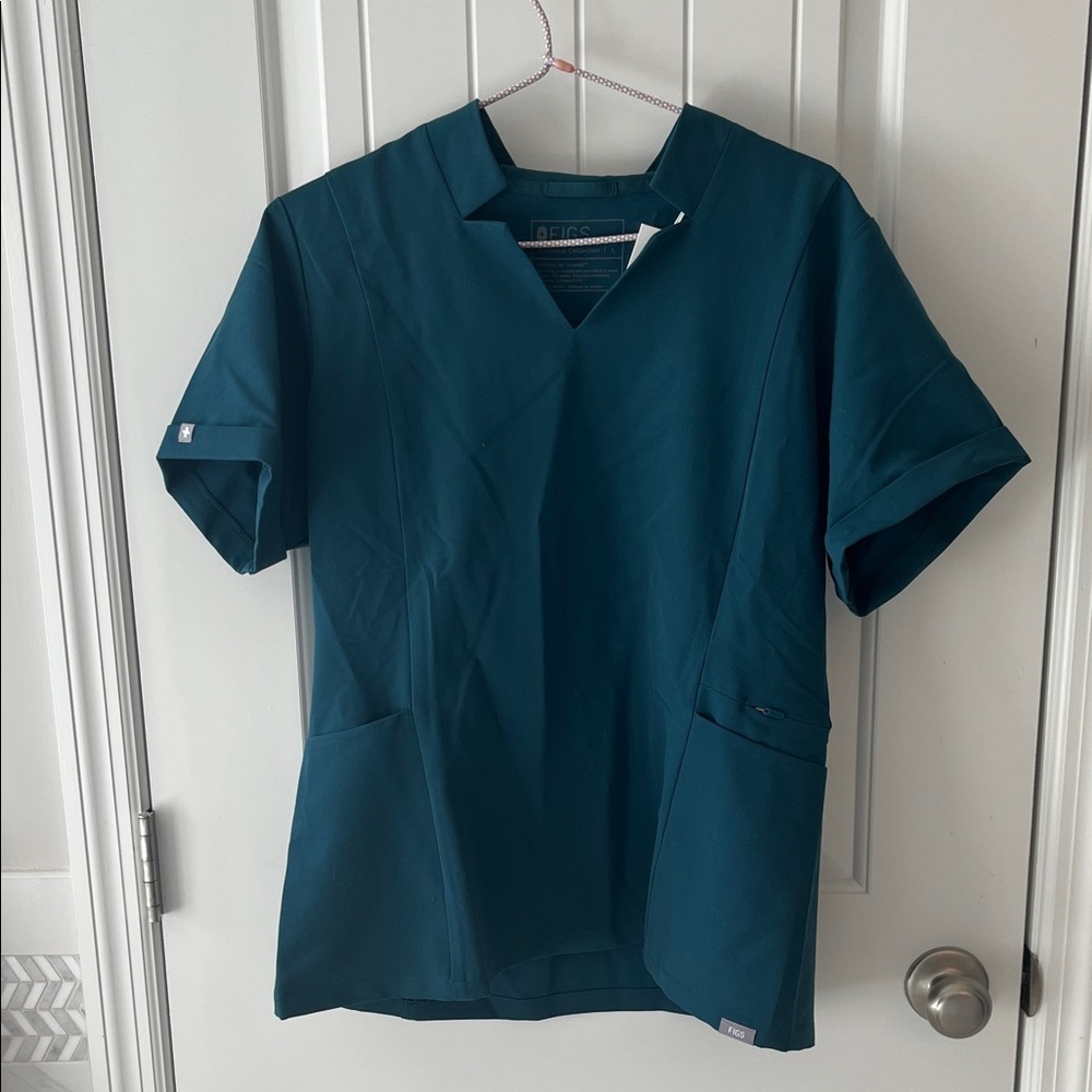 Figs Deep Teal Short Sleeve Scrub Top